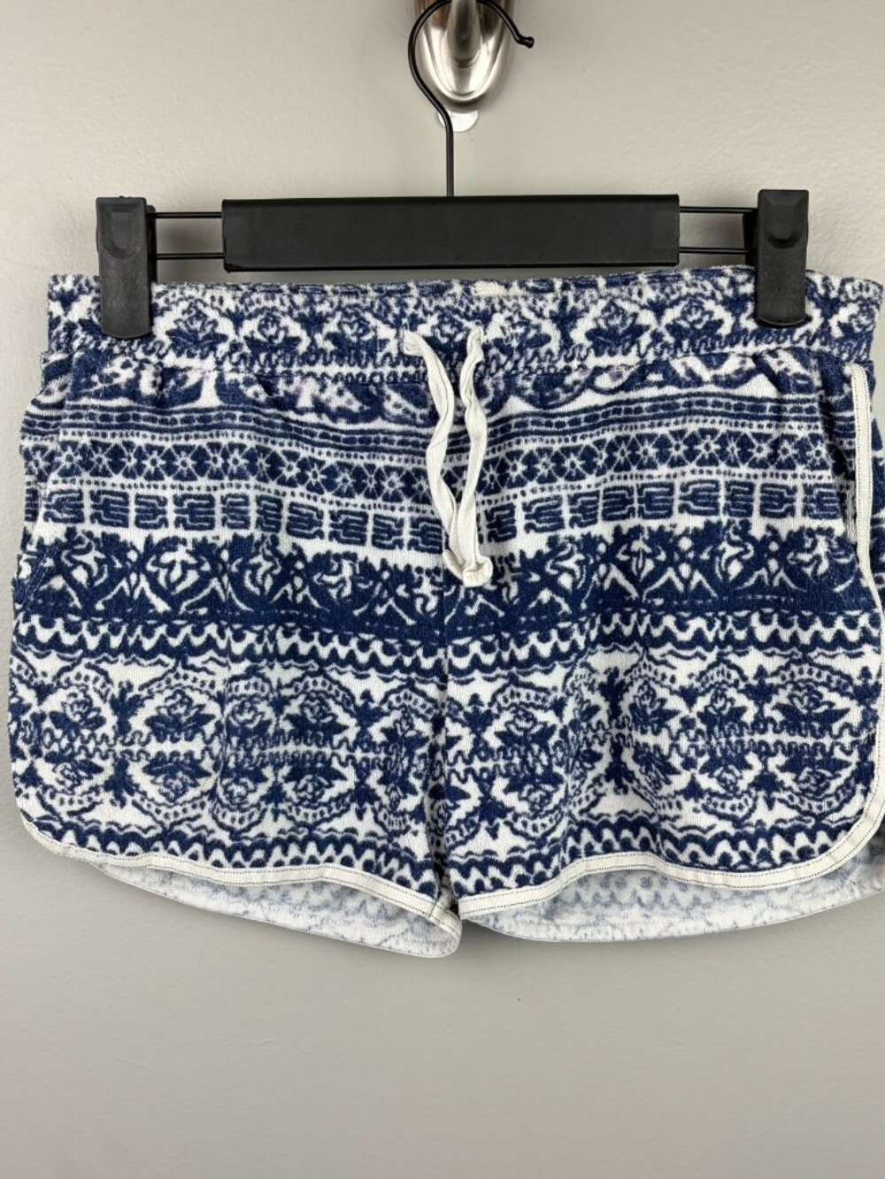Crewcuts Blue & White Print Terry Cloth Shorts Size 12 Beach Summer Pool